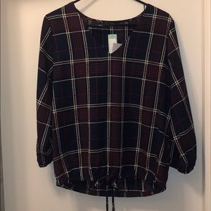 NWT West Kei Plaid Blouse